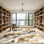 Fluid Sepia Abstract Swirl Rug