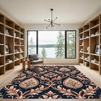 Peach Floral Paisley Damask Rug