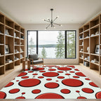 Red Crimson Orb Dot Pattern Rug