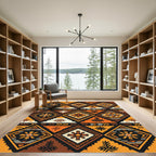 Warm Earthy Tones Diamond Sunburst Rug