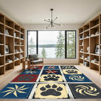 Rustic Americana Patchwork Star Bear Paw Rug