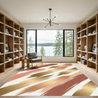 Metallic Gold and Terracotta Abstract Strokes Rug