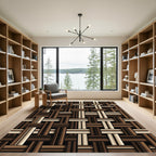 Brown Woven Stripe Grid Rug