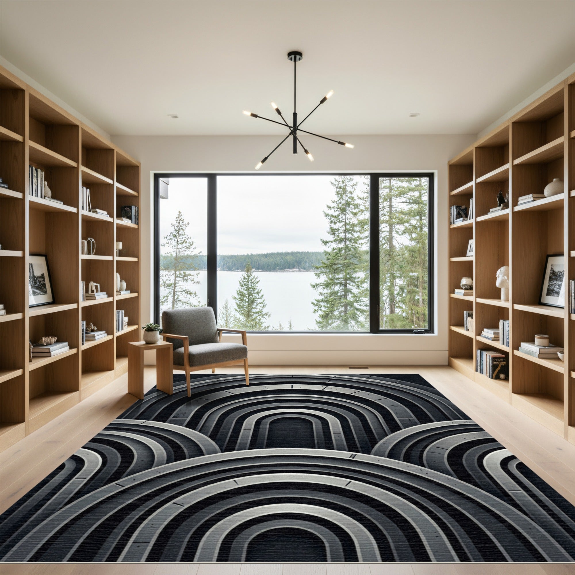 Monochrome Arc Architectural Rhythm Rug