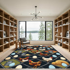 Farmhouse Rusty Chicken and Egg Grid Rug
