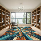 Geometric Mid-Century Starburst Ray Art Rug