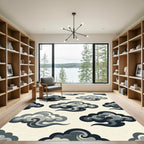 Monochromatic Gray Clouds Abstract Art Rug