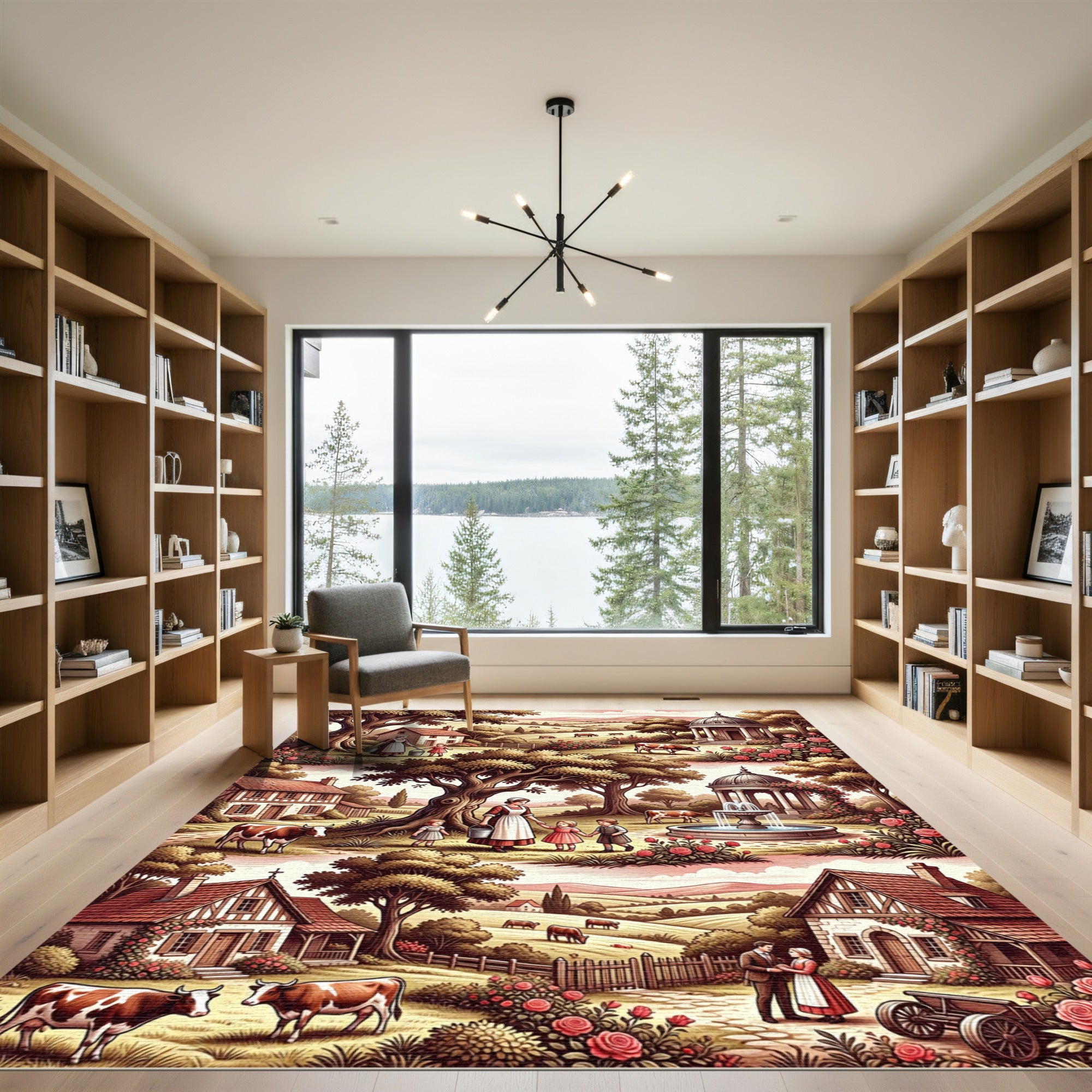 Pastoral Farmhouse Rustic Rose Garden Rug