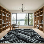 Gothic Raven Monochrome Geometric Chevron Rug