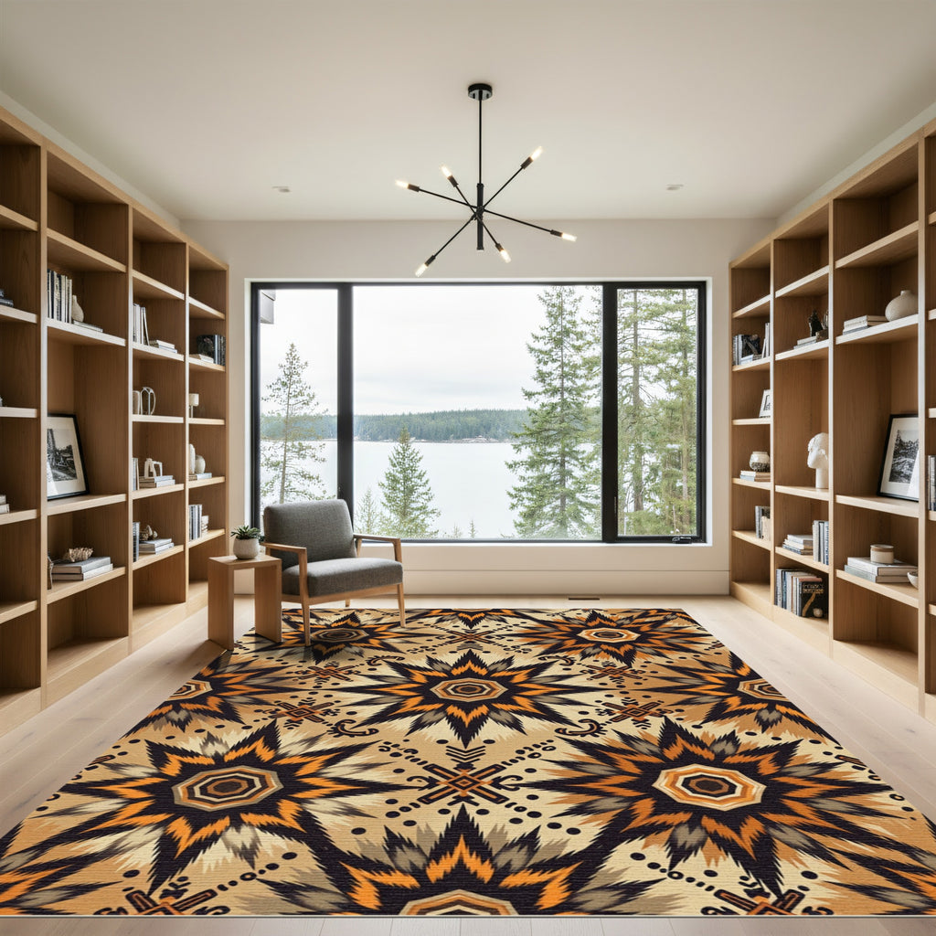 Earth Tones Jagged Star Medallion Rug