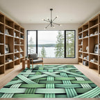 Intertwined Green Woven Texture Rug