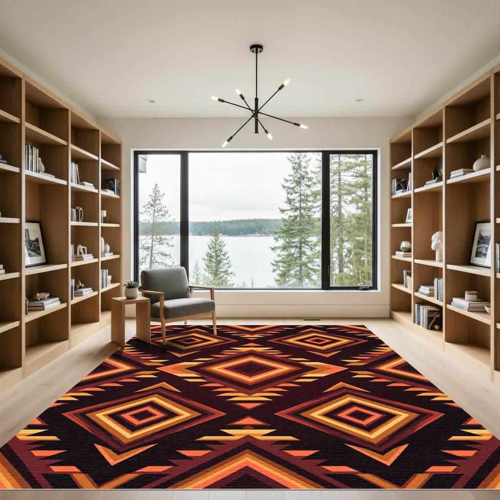 Tribal Diamond Earth Tones Rug