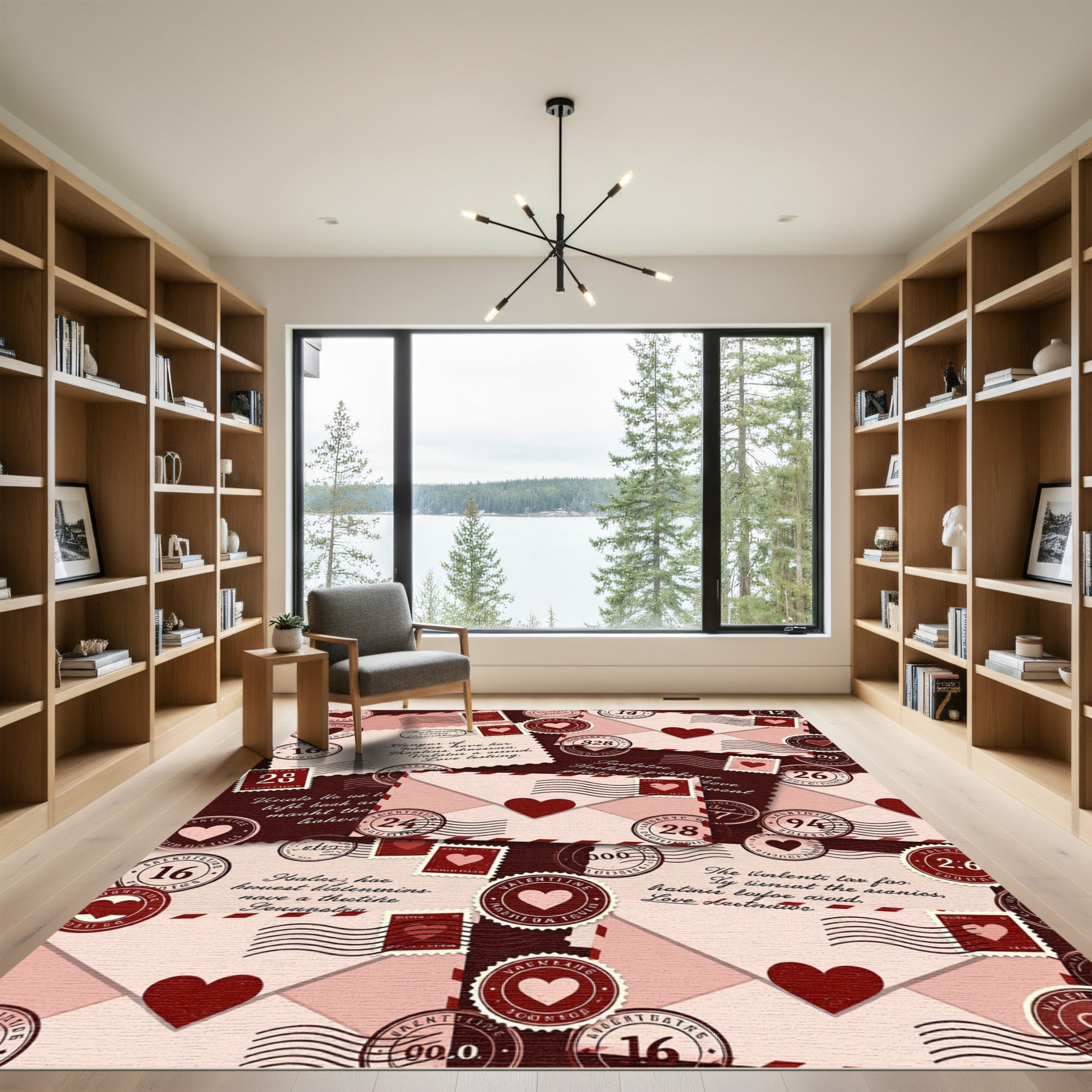 Red Heart Vintage Envelope Collage Rug