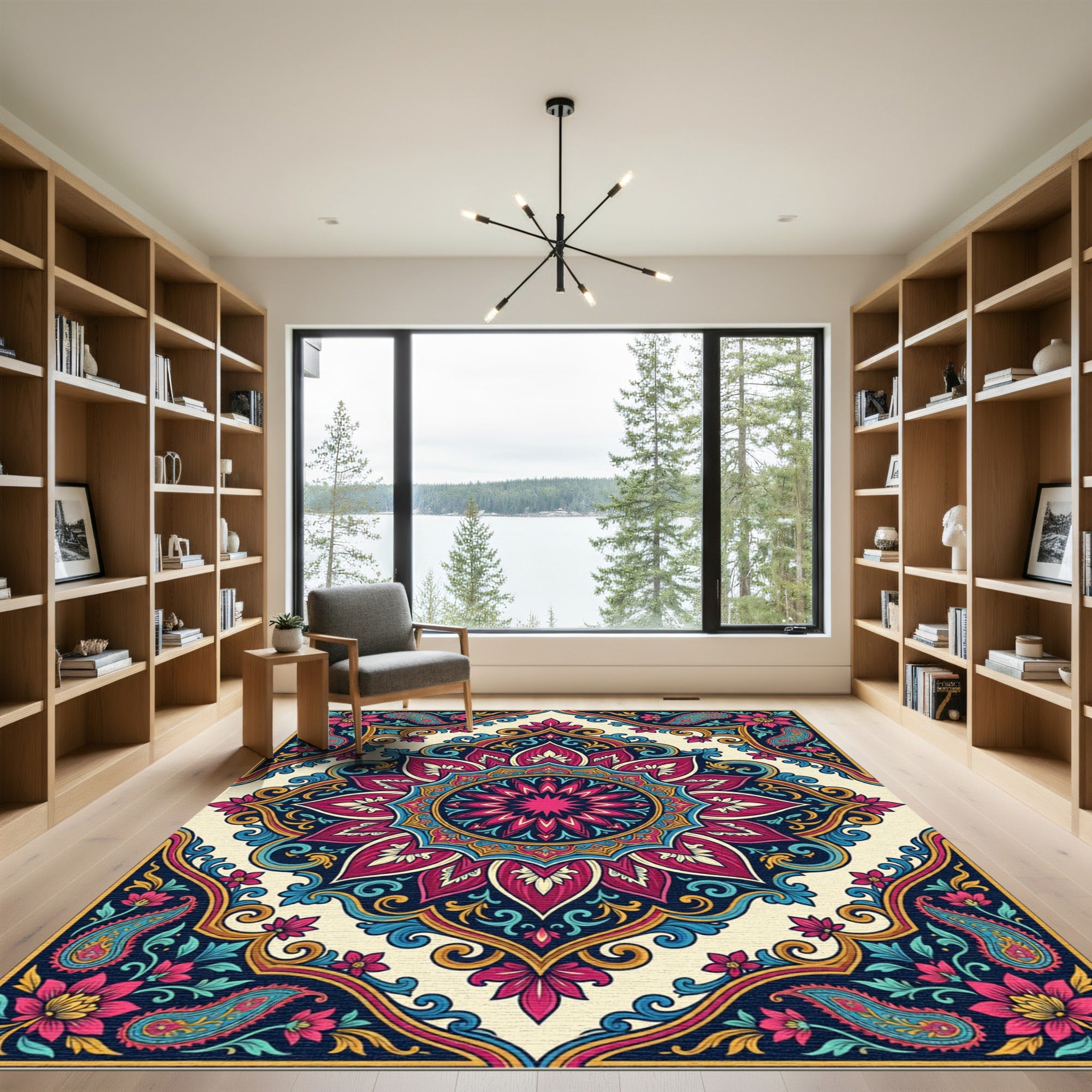 Vibrant Paisley Mandala Floral Blossom Rug