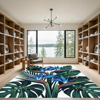 Vibrant Blue Tropical Bird Paradise Rug