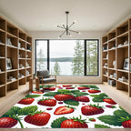 Vibrant Red Strawberry Garden Botanical Rug