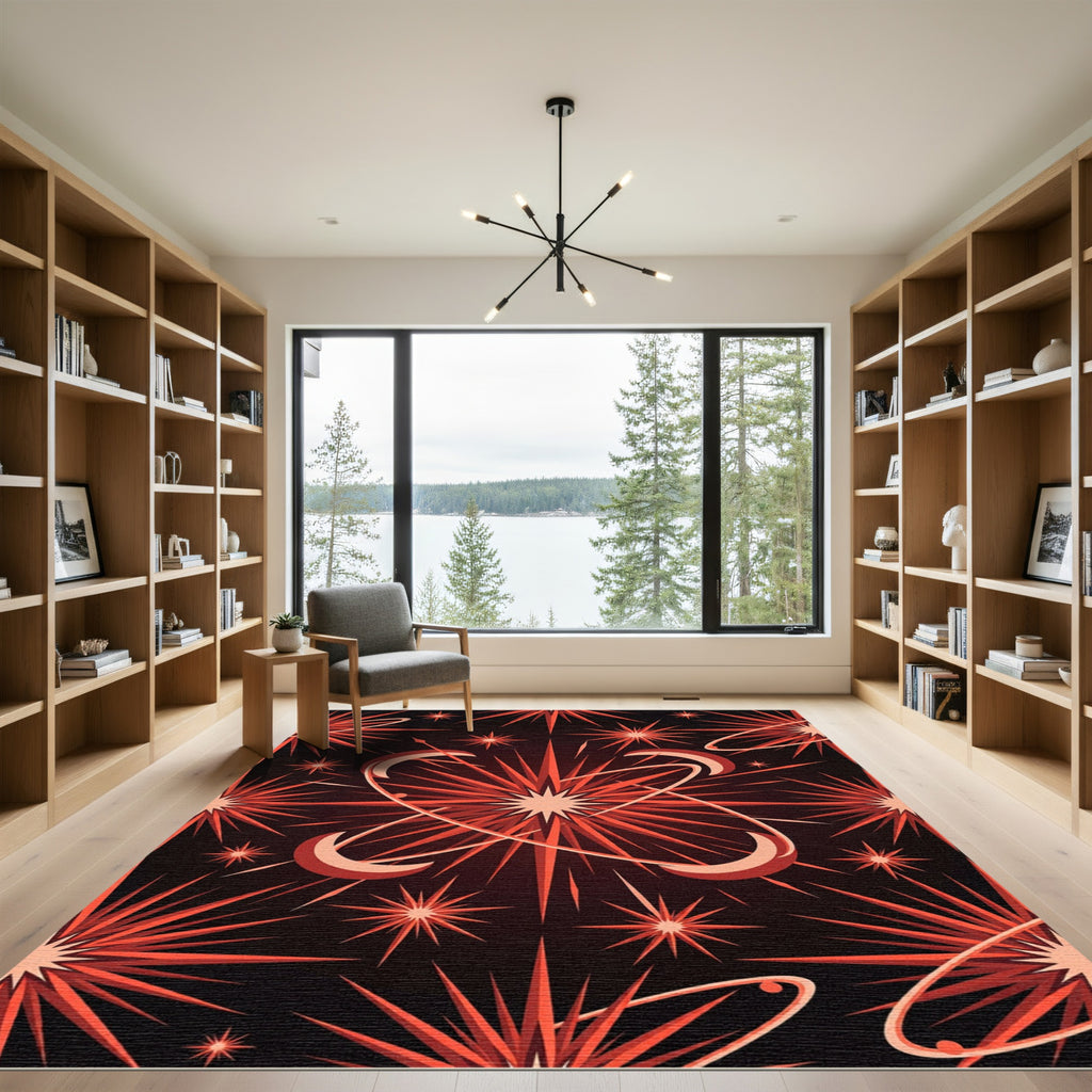 Atomic Red Starburst Orbit Rug