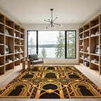 Ornate Golden Filigree Architectural Arch Rug