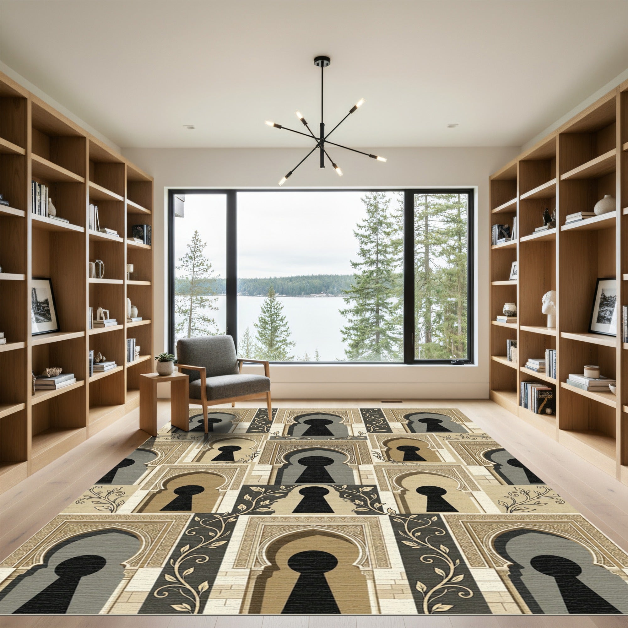 Architectural Keyhole Arch Pattern Rug