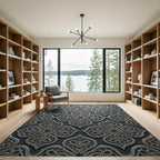 Silver Arabesque Tiled Pattern Rug