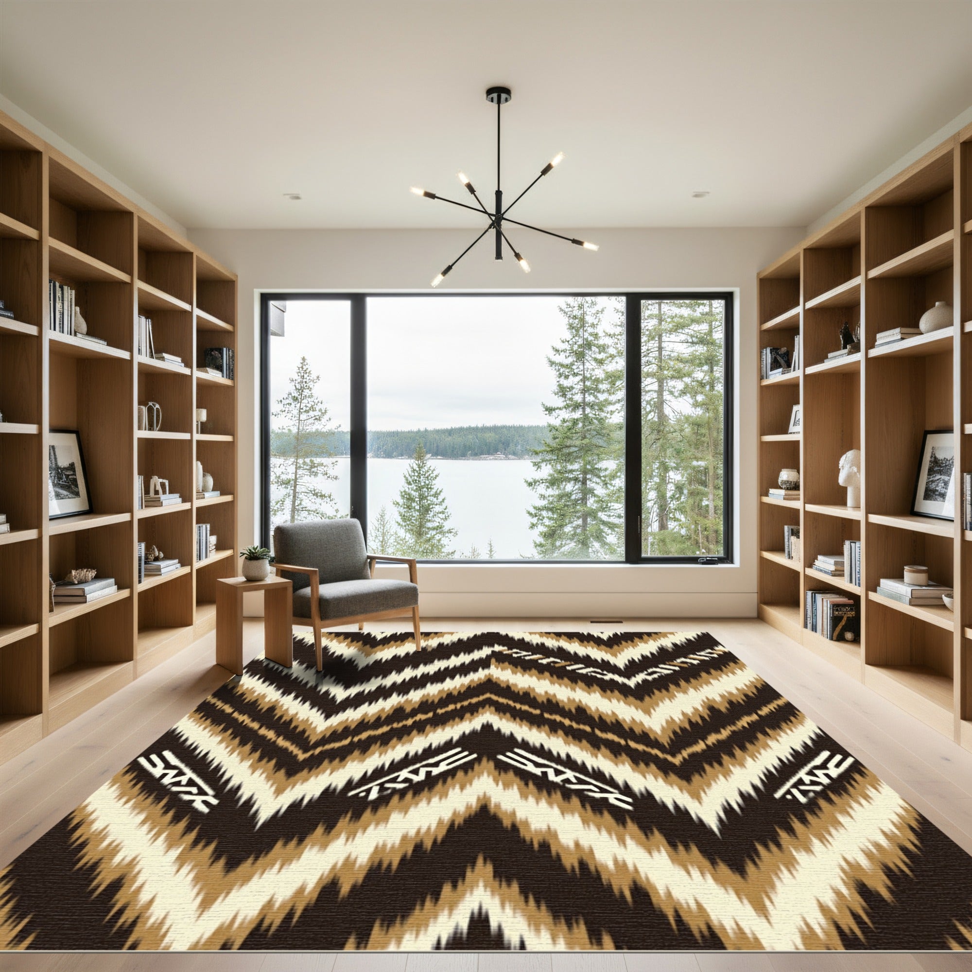 Earth Tone Feathered Chevron Ikat Rug