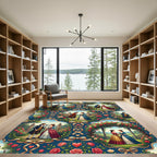 Romantic Regency Couple Floral Damask Rug