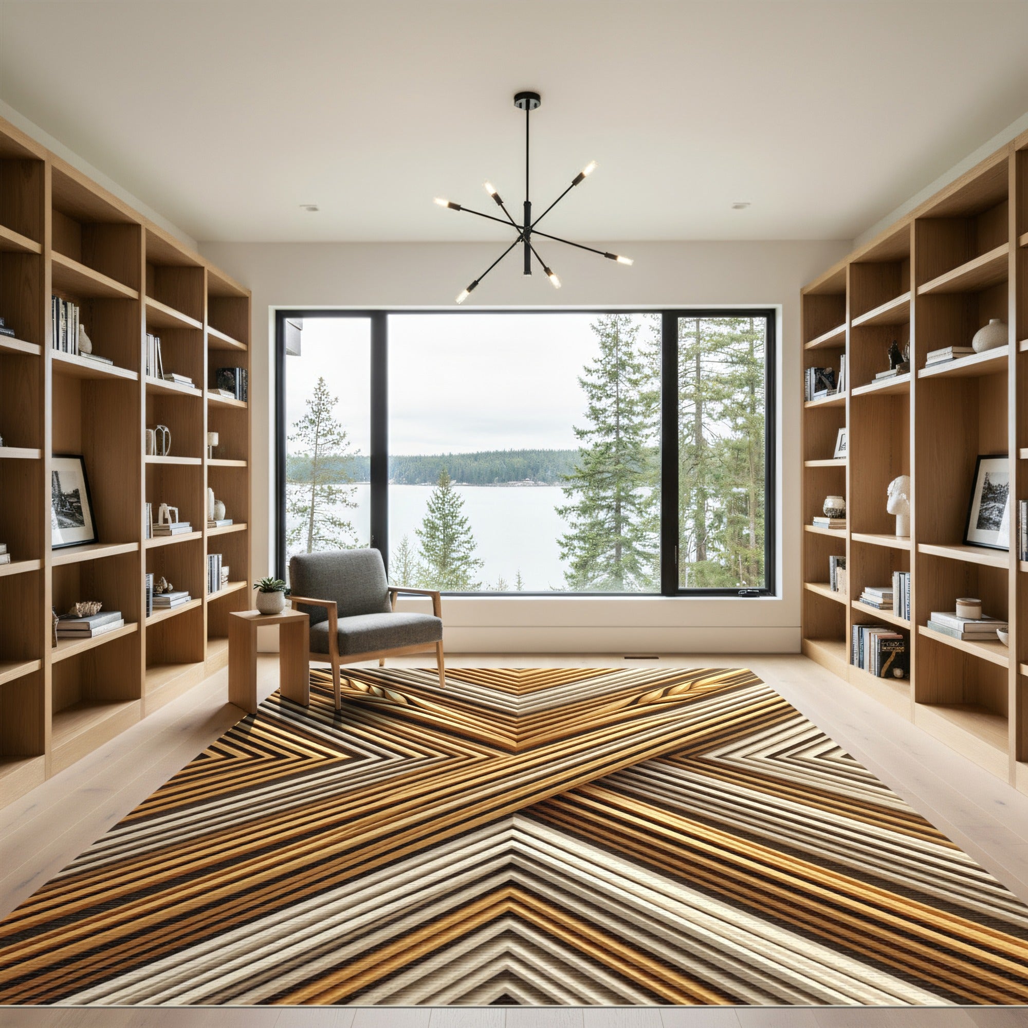 Golden Wheat Chevron Relief Rug