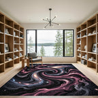 Cosmic Nebula Pink and Black Swirl Rug