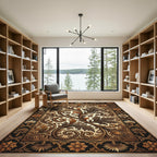 Sophisticated Gold Acanthus Leaf Scroll Rug