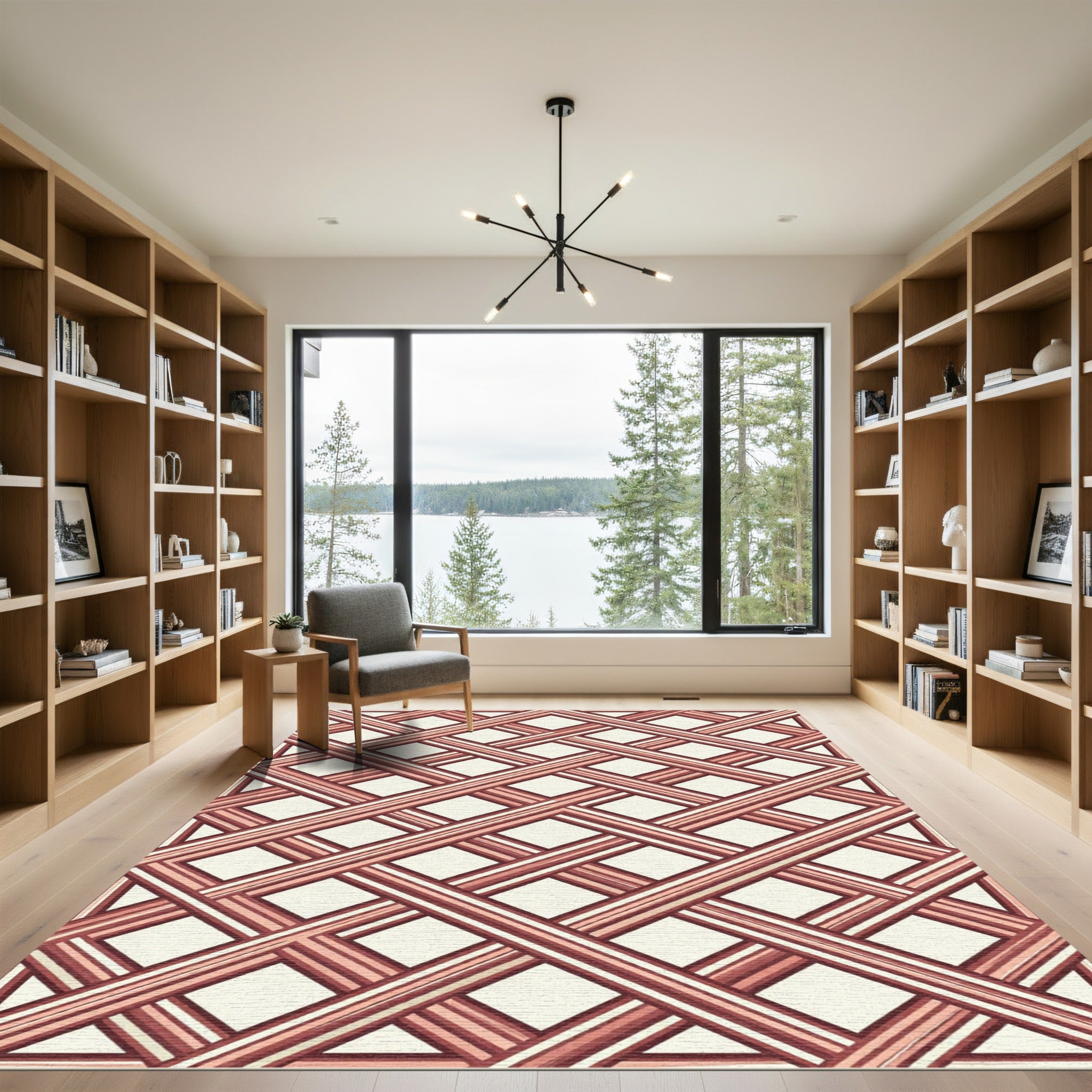 Terracotta Lattice Trellis Overlay Rug