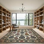 Paisley Floral Bordered Medallion Pattern Rug