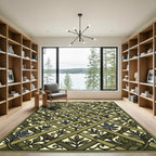 Olive Green Lattice Vine Rug