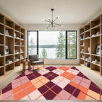 Burgundy Peach Diamond Lattice Rug