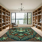 Jade Lotus Gold Ornamental Mandala Rug