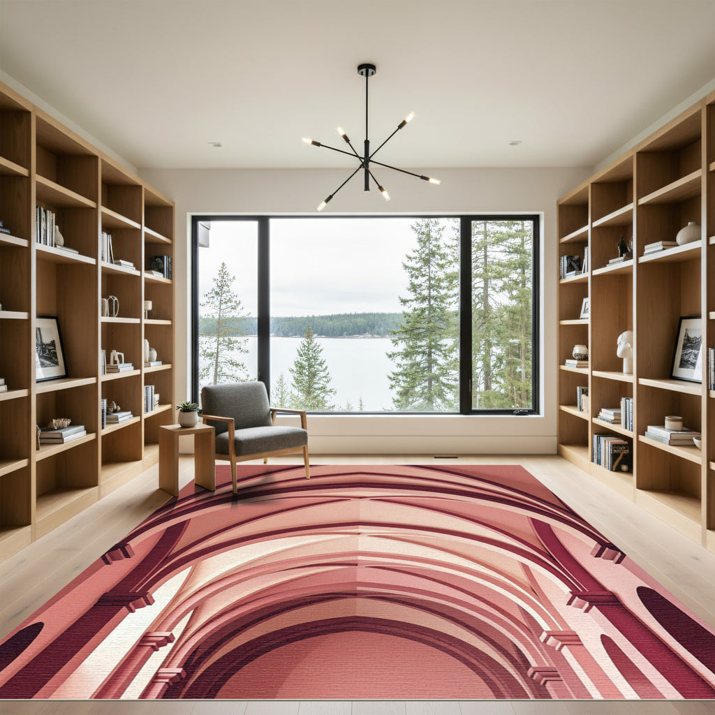 Crimson Pink Gothic Archway Rug