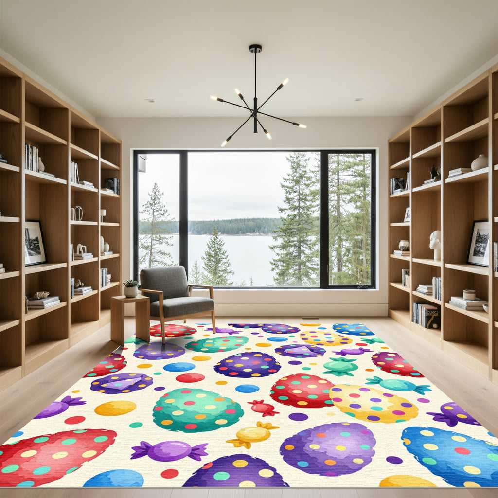 Colorful Watercolor Easter Egg Confetti Rug