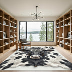 Realistic Monochrome Black and White Cowhide Rug