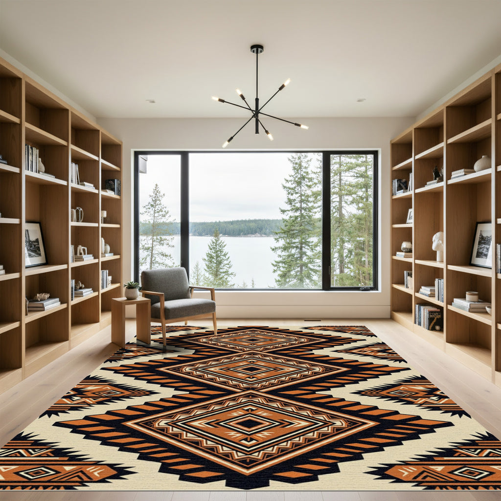Authentic Orange Diamond Tribal Rug