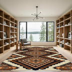 Authentic Orange Diamond Tribal Rug