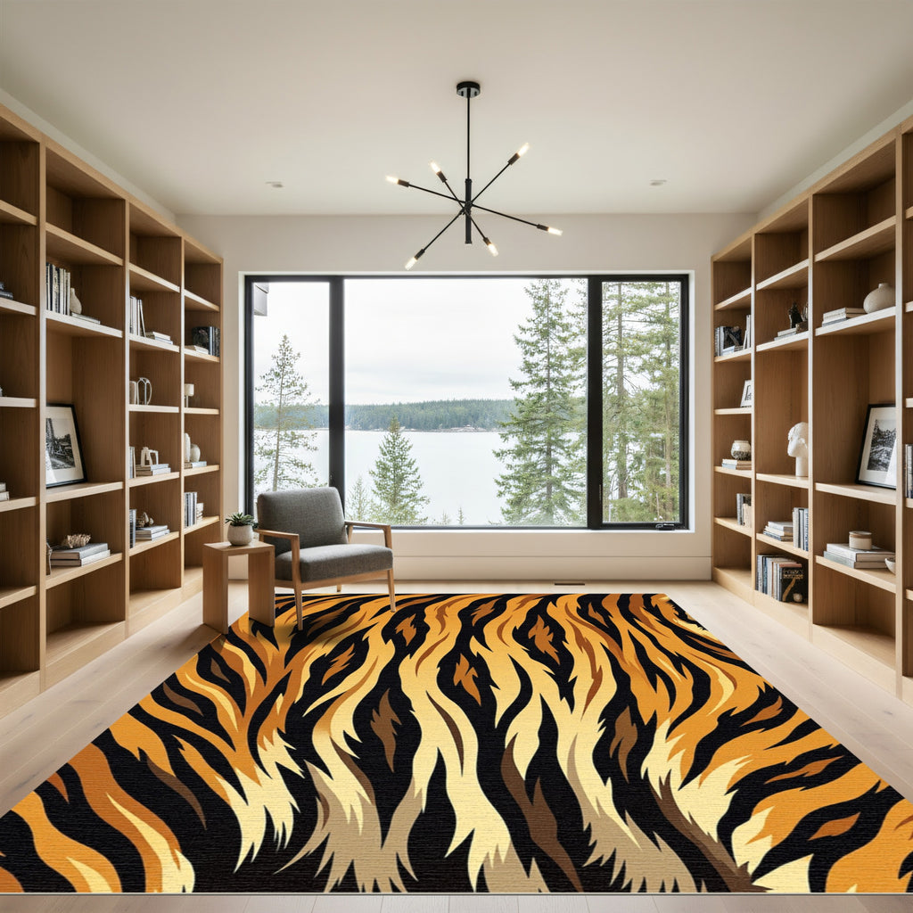 Golden Black Savage Fur Ripples Rug