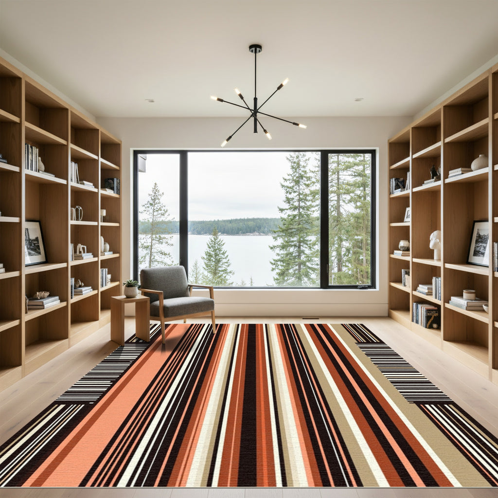 Earthy Tone Linear Stripe Rug