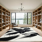Bold Black Raven Winged Stroke Rug