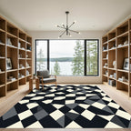 Monochrome Modern Abstract Geometric Diamond Rug