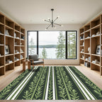Earthy Green Botanical Striped Foliage Rug