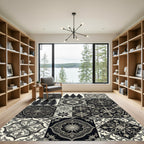 Monochromatic Filigree Tree Medallion Collage Rug
