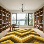 Golden Chevron Geometric Abstract Art Rug