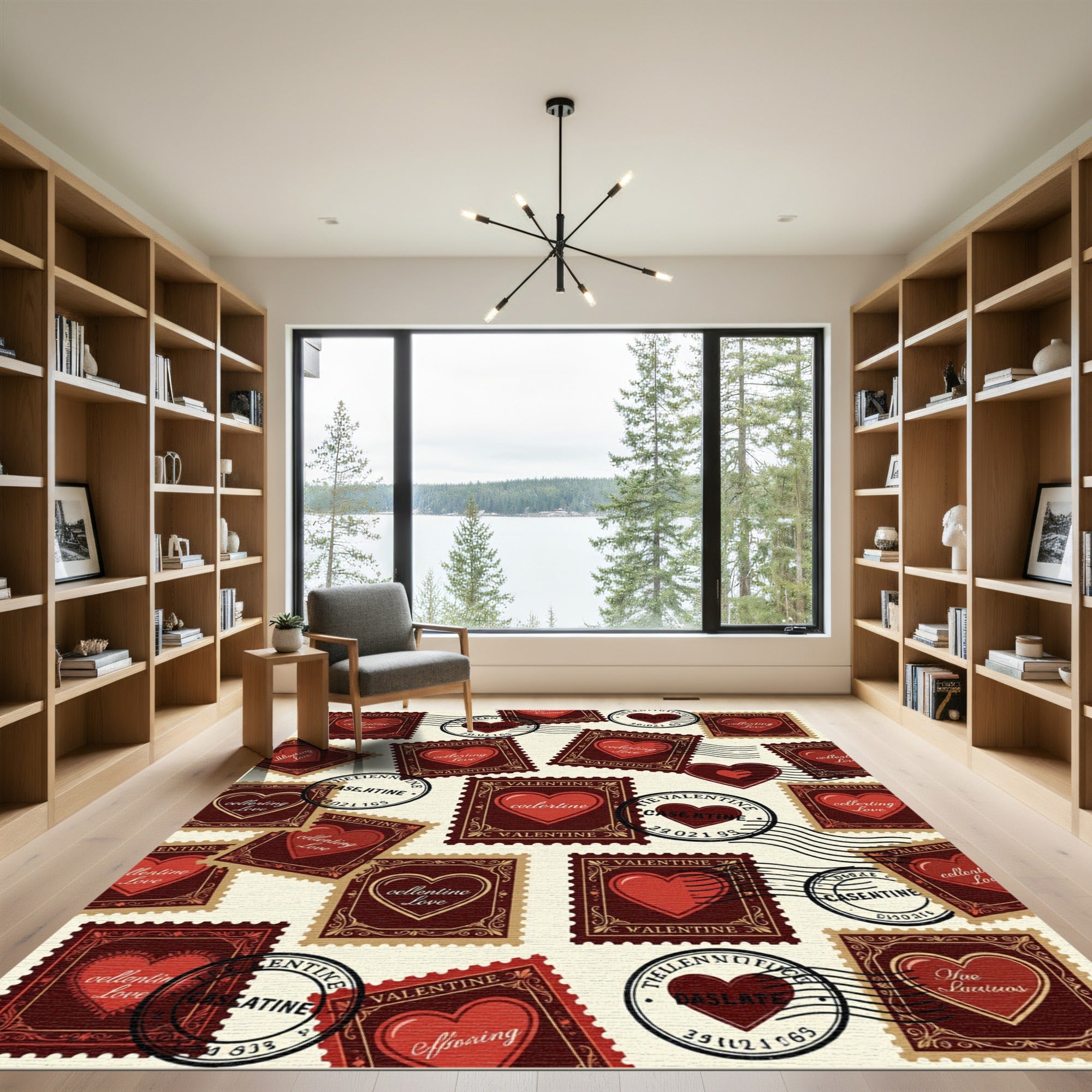 Vintage Valentine Heart Postmark Rug