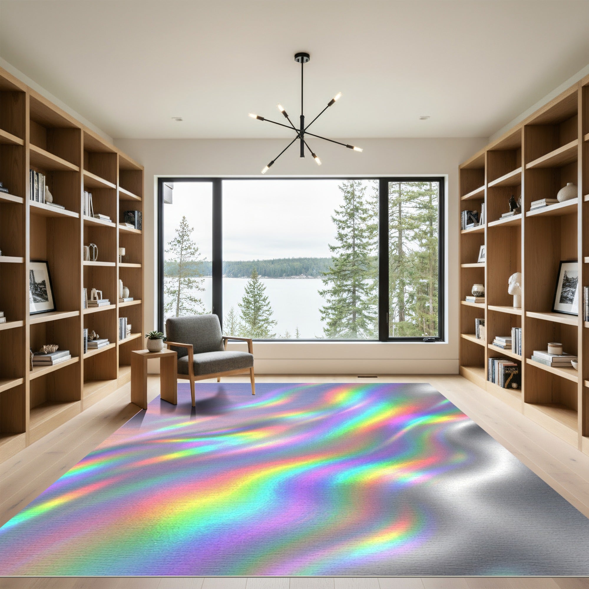 Ethereal Iridescent Liquid Rainbow Wave Rug