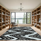 Sharp Black White Chevron Zigzag Rug