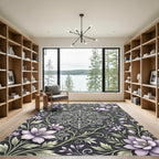 Elegant Lavender Floral Lace Medallion Rug